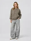 private label washed zip sweatshirt